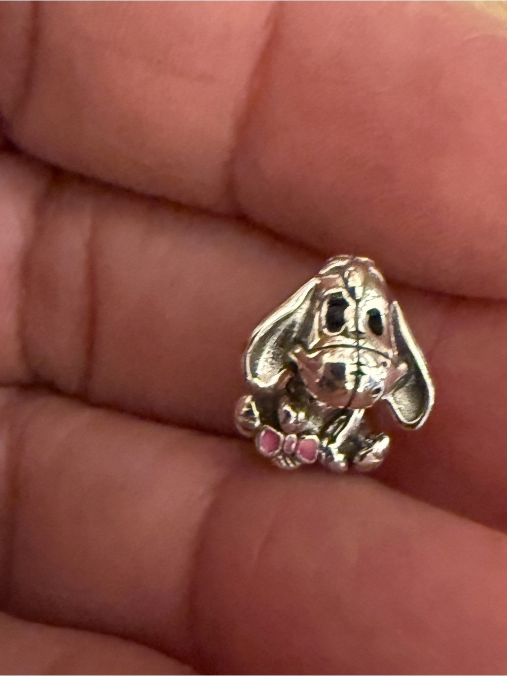 Silver Dog Charm with Pink Accents - Pet Jewelry Accessory